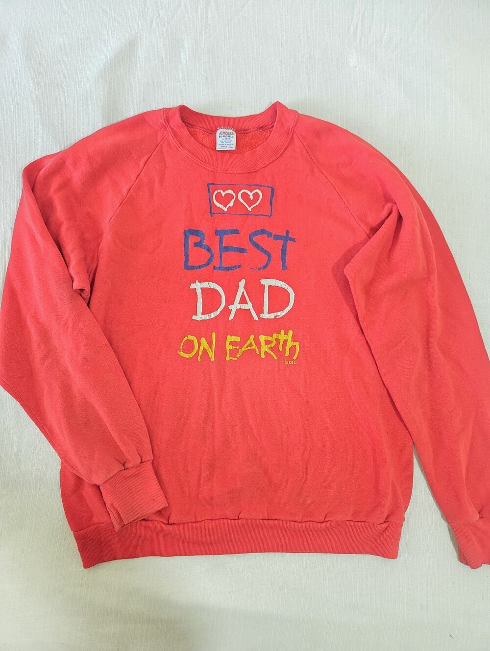 Vintage Best Dad On Earth Red Crewneck Sweatshirt Mens Medium Large